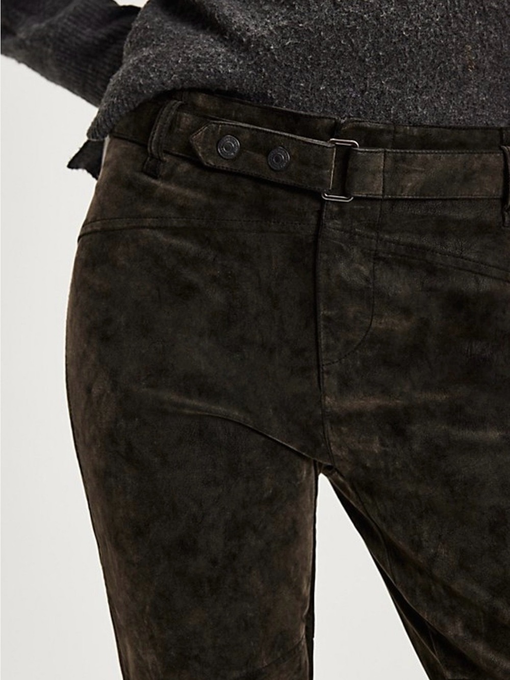 Free People Olive Suede Skinny Pants